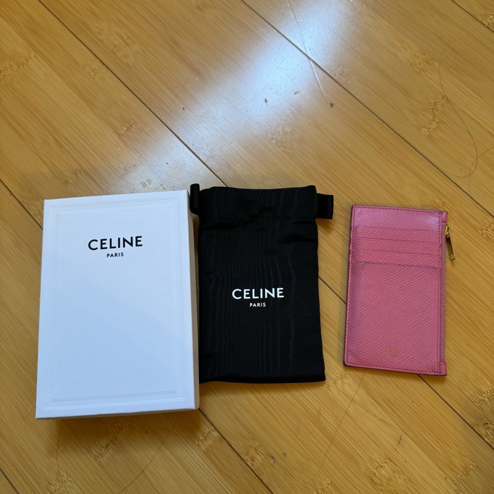Celine Pink Leather Card Holder Wallet